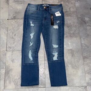 Distressed Blue Jeans skinny tight leggings denim women size 0 refuge